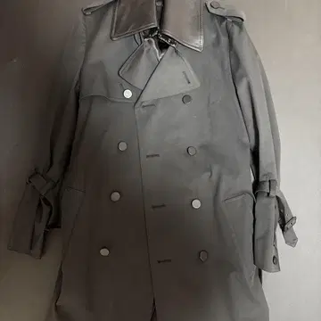GalaabenD 트렌치코트 가죽 칼라 가죽 버튼 남성용 100cm 길이