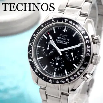 30 TECHNOS 크로노그래프 스피드 마스터 남성용 블랙 실버