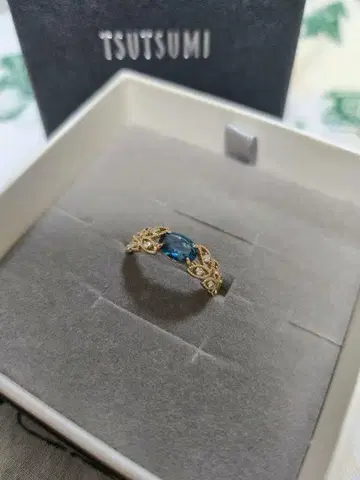 츠츠미 런던 블루 토파즈 K10 반지 아가트 노제스 15호
