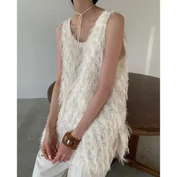 CLANE w face cross fringe tops 클라네