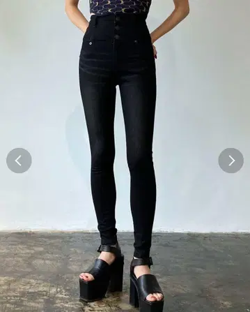 EMODA 몬스터 하이 웨스트 스키니 데님 블랙