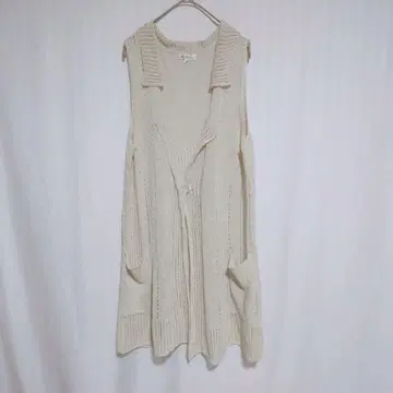 미젤 니트 베스트 베스트 슬리브리스 롱 아이보리 L
