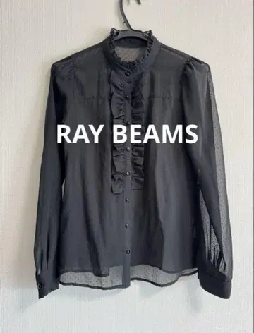 RAY BEAMS 블랙 프릴 셔츠