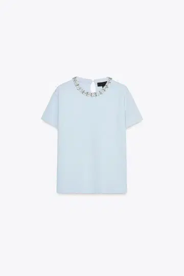 ZARA 주얼 니트 탑 라이트 블루