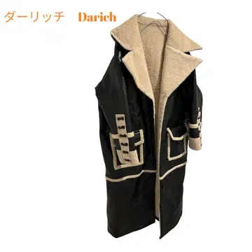 다리치 Darich 블랙/베이지 롱 코트 인조 가죽 새상품급