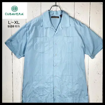 쿠바 셔츠 구아야베라 셔츠 파나마 셔츠 반팔 구제 의류 XL 상당 블루