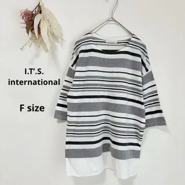 이츠 인터내셔널 튜닉 티셔츠 F 반소매 보더 블랙