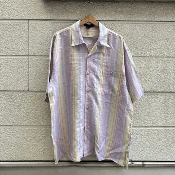 USED USA 구제 의류 오픈 카라 셔츠 린넨 셔츠 XL 빈티지