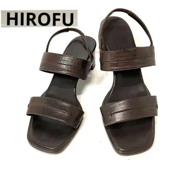 HIROFU 히로후 이탈리아제 짙은 갈색 샌들 23cm