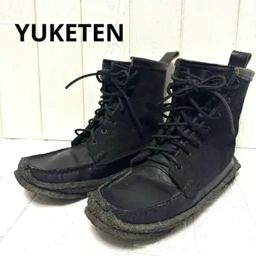 레어 YUKETEN 유케텐 모카신 부츠 가죽 스웨이드 블랙 26cm