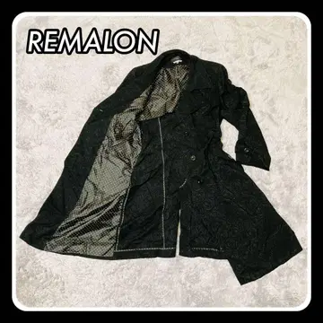 REMALON 블랙 올 패턴 장미 트렌치코트 L 사이즈