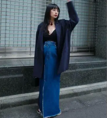 아메리 데님 도킹 콤비네이션 스커트