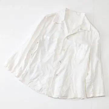 GALERIE VIE 린넨 100% 7부 소매 오픈 카라 셔츠