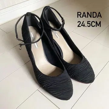 RANDA 스트랩 펌프스 라메 힐 하이힐 블랙