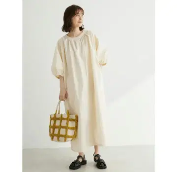 ESCAR  벌룬 소매 롱 원피스
