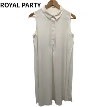 ROYAL PARTY 슬리브리스 셔츠 원피스 아이보리 롱 기장