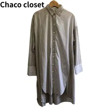 Chaco closet 스트라이프 롱 셔츠 원피스 긴팔 캐주얼