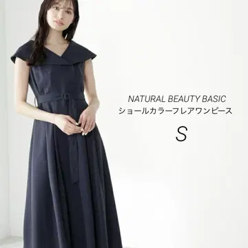 내추럴 뷰티 베이직 숄카라 플레어 원피스 네이비 S