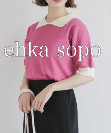 ehka sopo 새상품급 무지 모듬 니트 피케 셔츠 썸머 니트 핑크