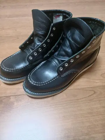 레드 윙 모크 블랙 가죽 하이컷 워크 부츠