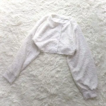 밈 셀렉트 크롭 가디건(F) 샤기 니트 걸리시 화이트