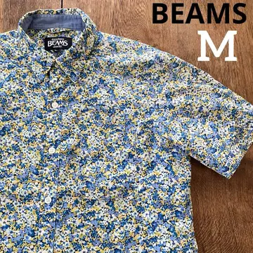 BEAMS 빔즈 리버티 셔츠 M 반팔 올 패턴 꽃무늬 셔츠 패턴 셔츠