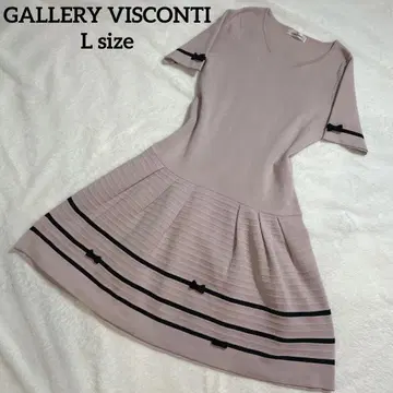 GALLERY VISCONTI 리본 플레어 원피스 핑크 얼굴 확인 L