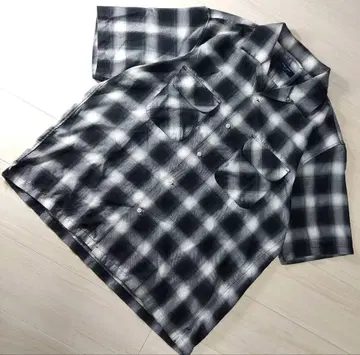 BACK NUMBER 옴브레 체크 셔츠 레이온 블랙 XL 루즈핏