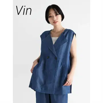 Vin 반 백 플리츠 미들 베스트 미사용 택 포함