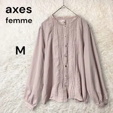 엑시즈팜 핀턱 레이스 긴팔 블라우스 버튼 6종류 더스티 핑크 M