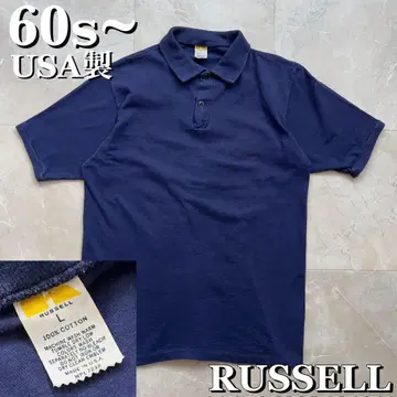 60년대 USA제 RUSSELL 고양이 눈 버튼 피케 셔츠 빈티지