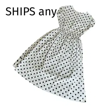 SHIPS any 쉽스 에니 도트 롱 원피스 린넨 혼방 도트 마
