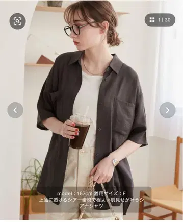 ANGIE 시어 셔츠 5부 기장