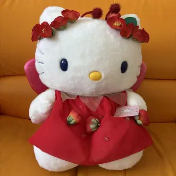 헬로키티 봉제 인형 꽃 화관 포함