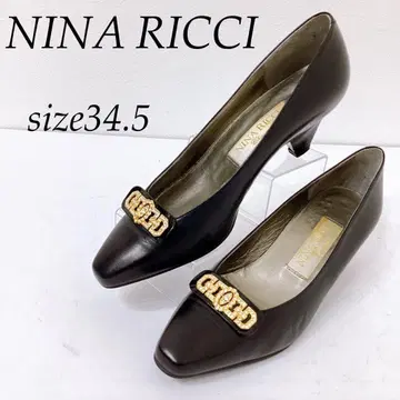 NINA RICCI 가죽 펌프스 비쥬 블랙 아름다운 실루엣 34 1/2