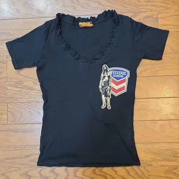 Hysteric Glamour 블랙 티셔츠 V넥