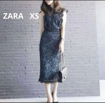 새상품 우가키 미리 착용 자라 레이스 롱 원피스 다크 그린 XS