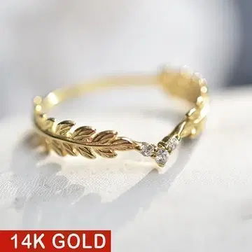 반지 잎 하와이 리프 성인 다이아몬드 반짝이 기프트 골드