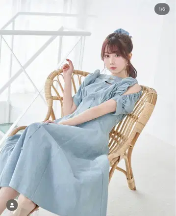 로제뮤즈 Denim puff sleeves dress