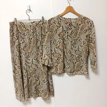 피사노 블라우스 스커트 셋업 페이즐리 쉬폰 L~XL