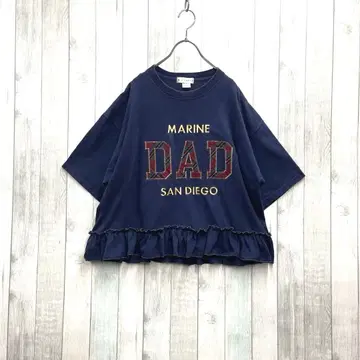 구제 의류 로고 티셔츠 자수 USA제 리메이크 프릴 소매 두꺼운