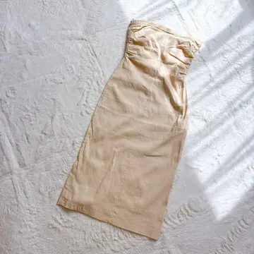 2110 띠어리 베어 탑 원피스 오렌지 베이지 린넨 혼방 심플 럭셔리