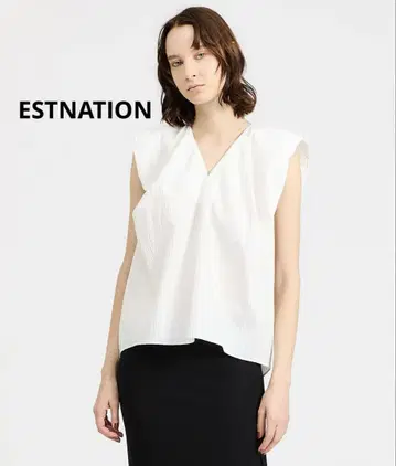 Estnation 코튼 리플 볼륨 블라우스 새상품급