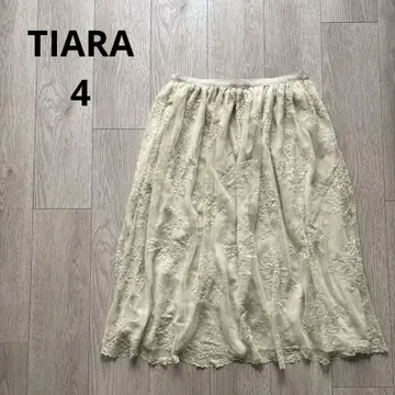 티아라 베이지 전체 레이스 플레어 스커트 무릎 기장 빅 사이즈 4