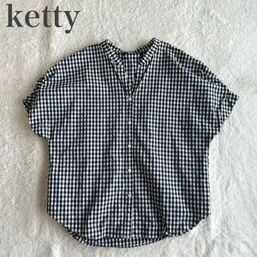케티 ketty 새상품급 깅엄 체크 턱 슬리브 키 넥 블라우스