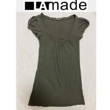 LAmade 티셔츠 티셔츠 상의 퍼프 슬리브 카키 여성용
