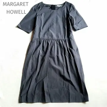 MARGARET HOWELL 5부 소매 원피스 실크 코튼 그레이
