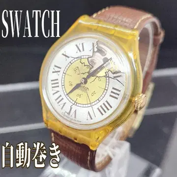 자동 감기 뒷면 스켈레톤 가죽 벨트 손목시계 SWATCH 스와치