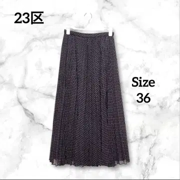 23구 롱 플리츠 스커트 허리밴딩 플레어 블랙 사이즈 36