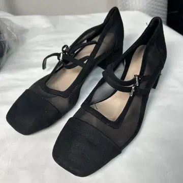 ZARA 자라 메쉬 펌프스 스웨이드 절개 발레 슈즈 24cm